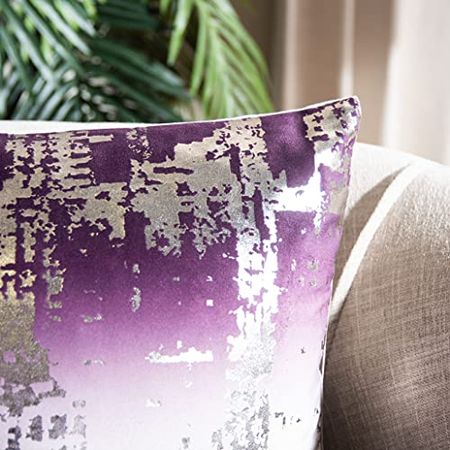 Safavieh Home Collection Rensia 12 x 20-inch Purple/Silver Metallic Decorative Accent Pillow PLS7143A-1220, 12"x22"