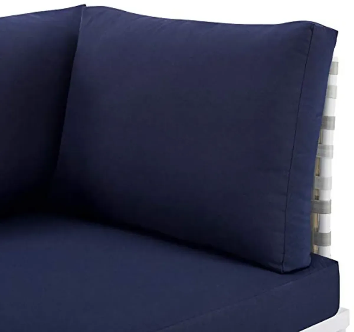 Modway EEI-4965-TAU-NAV Harmony Sunbrella Basket Weave Taupe Navy Outdoor Patio Aluminum Sofa