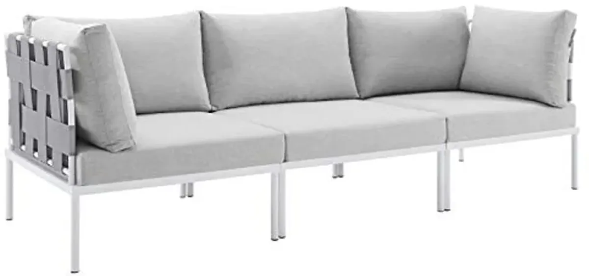 Modway EEI-4968-GRY-GRY Harmony Outdoor Patio Aluminum Sofa, Gray Gray