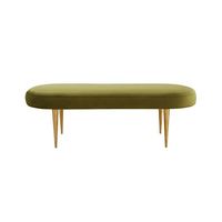 Safavieh Couture Home Collection Corinne Glam Olive Green Velvet Living Room Bedroom Dining Foyer Entryway Ottoman Oval Bench