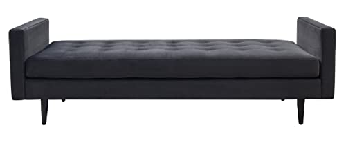 Safavieh Couture Home Collection Francine Dark Grey Velvet Upholstered Tufted Living Room Bedroom Office Foyer Study Chaise Lounge Bench
