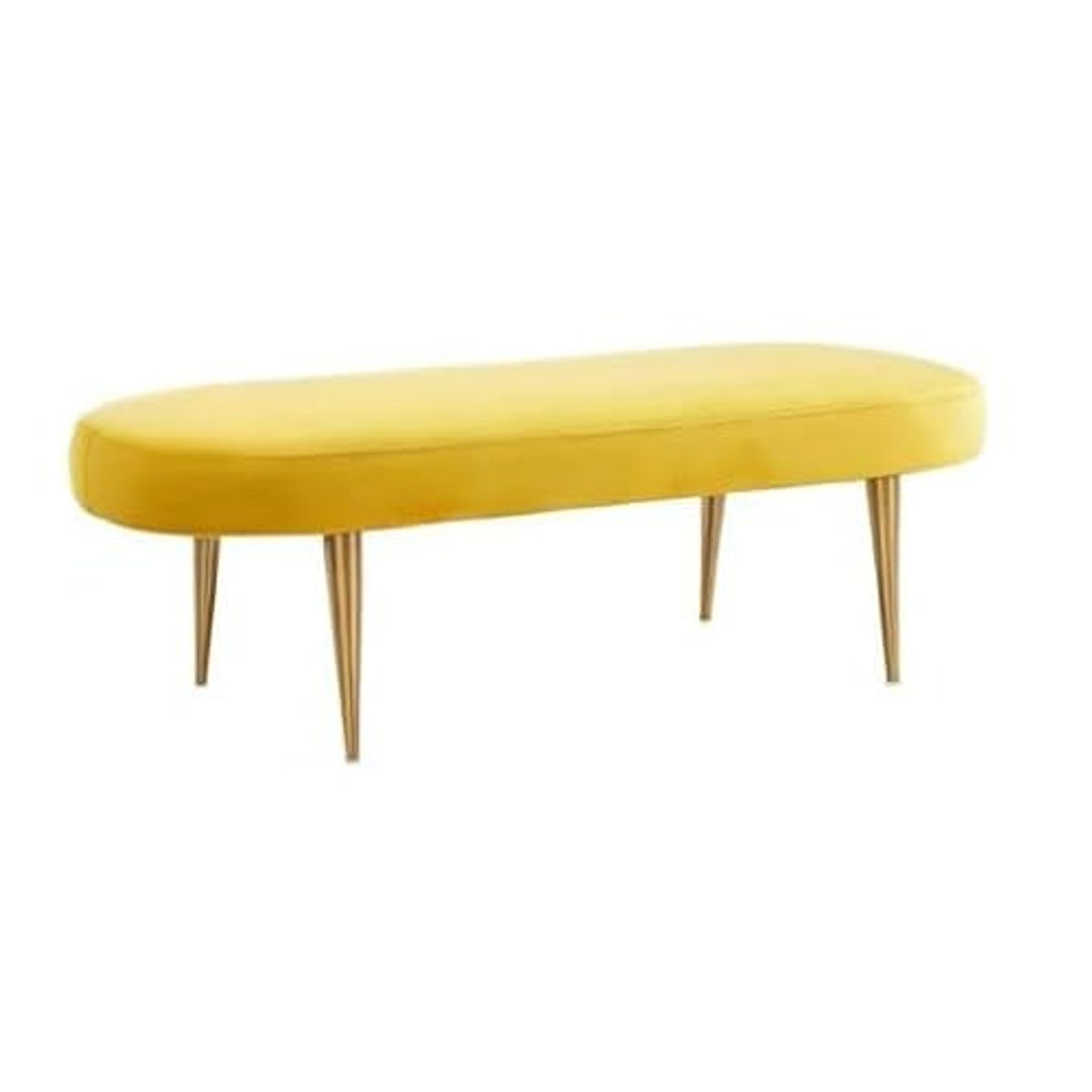 Safavieh Couture Home Collection Corinne Glam Marigold Velvet Living Room Bedroom Dining Foyer Entryway Ottoman Oval Bench