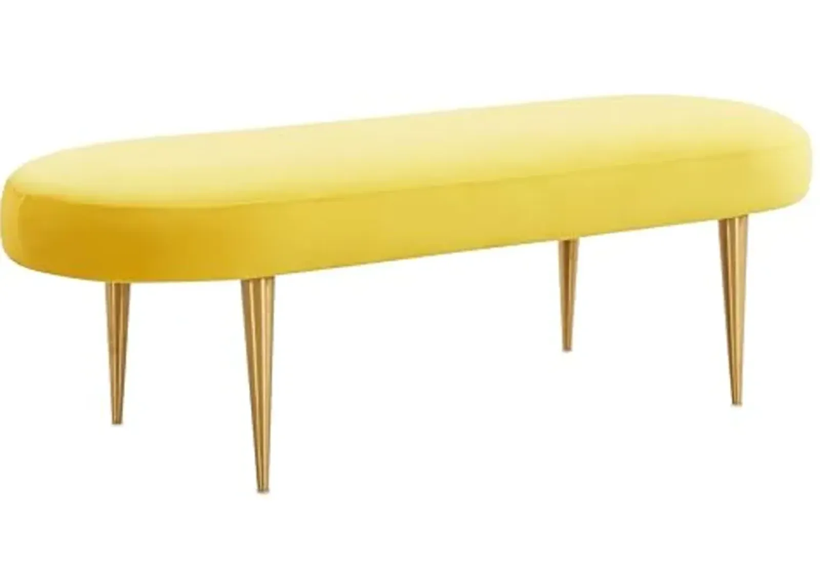 Safavieh Couture Home Collection Corinne Glam Marigold Velvet Living Room Bedroom Dining Foyer Entryway Ottoman Oval Bench