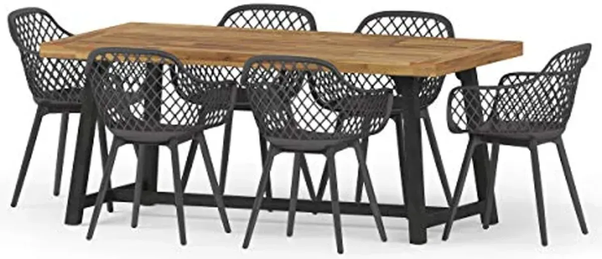 Christopher Knight Home Patrice Outdoor Dining Sets, Black + Sandblast Black