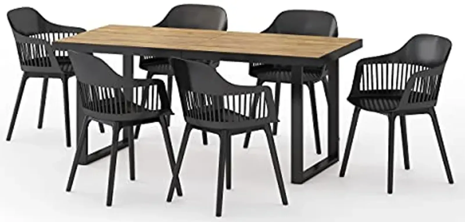 Christopher Knight Home Requeta Outdoor Dining Sets, Black + Teak