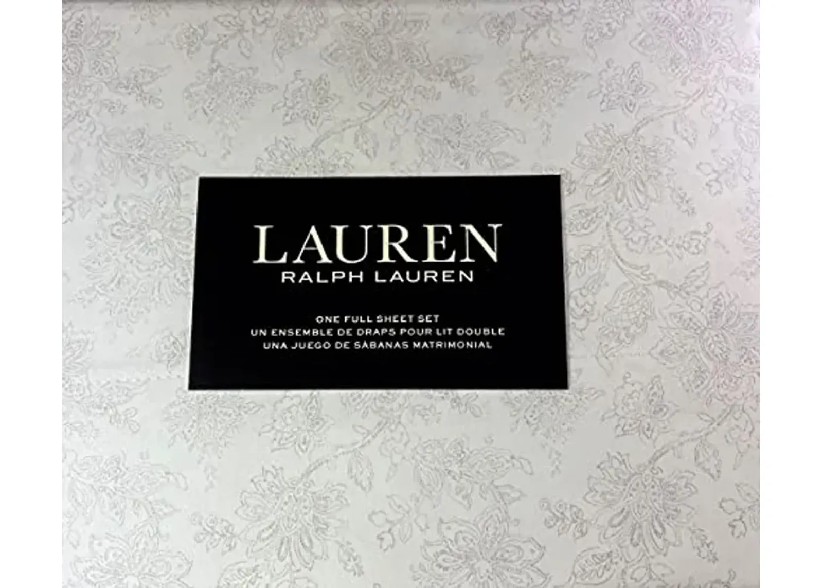 Lauren Ralph Lauren Full Size Toile Floral Print Sheet Set Light Gray and White Cotton