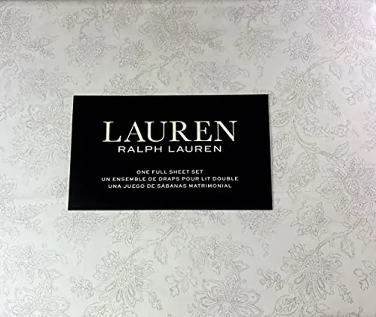 Lauren Ralph Lauren Full Size Toile Floral Print Sheet Set Light Gray and White Cotton