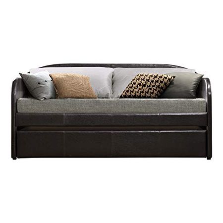 Lexicon Karter Faux Leather Upholstered Daybed with Trundle, Twin, Dark Brown