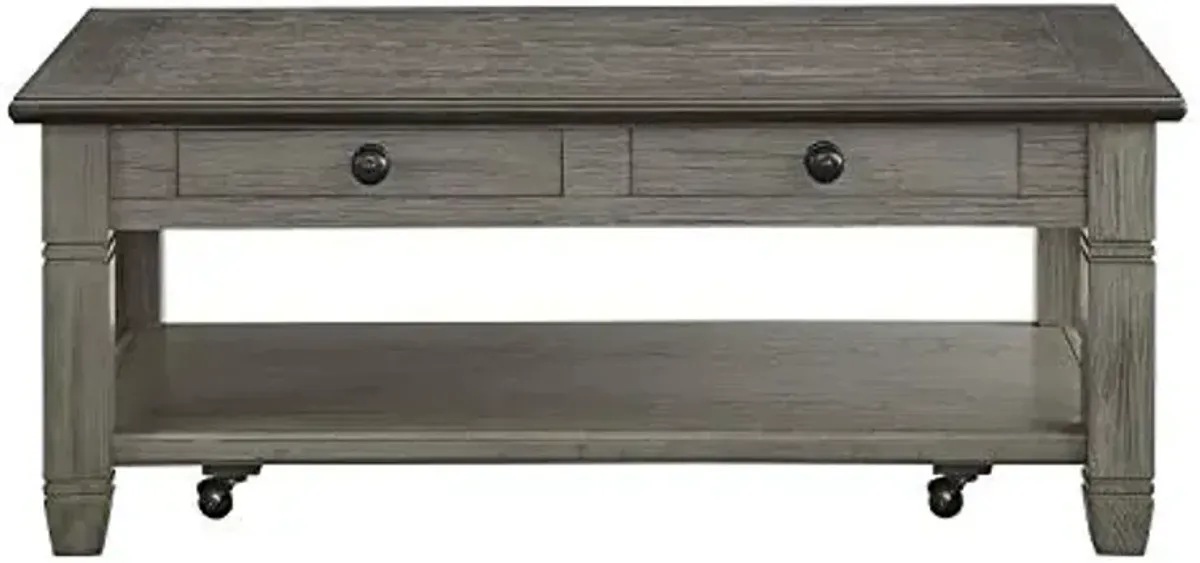 Lexicon Lilith Two Tone Wood 2-Drawer Coffee Table, 48" x 26", Coffee/Antique Gray