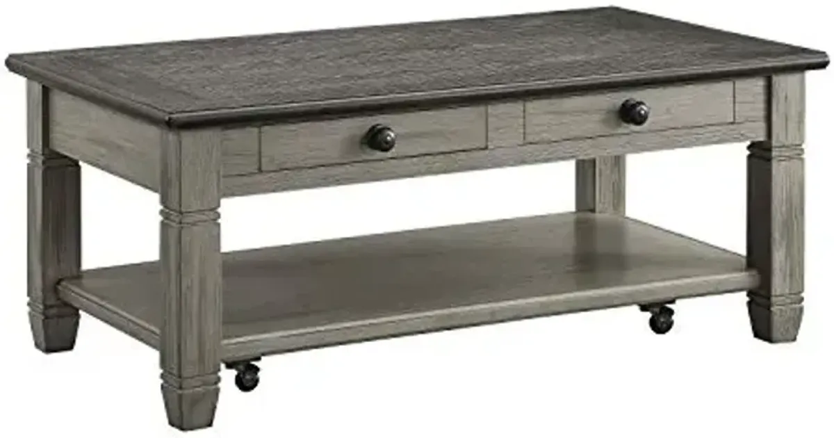 Lexicon Lilith Two Tone Wood 2-Drawer Coffee Table, 48" x 26", Coffee/Antique Gray
