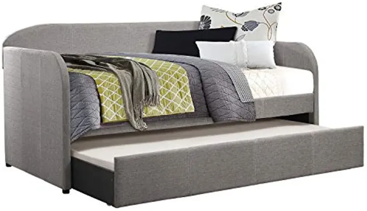 Lexicon Karter Fabric Upholstered Daybed with Trundle, Twin, Light Gray