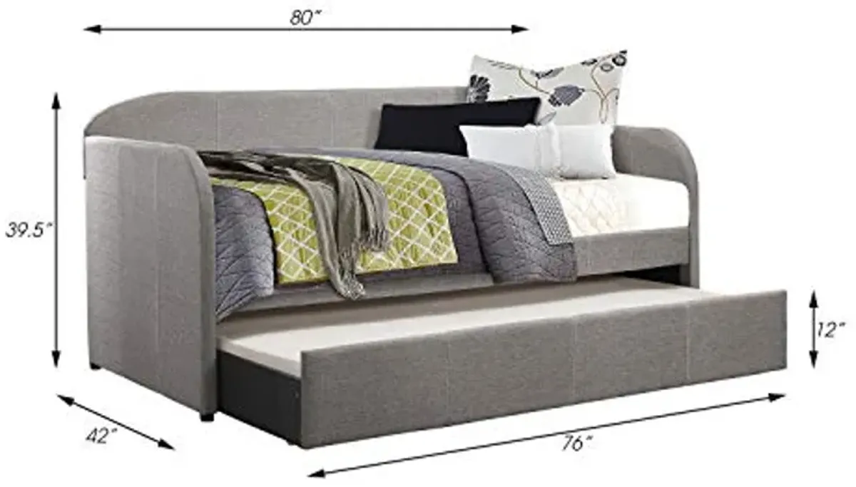 Lexicon Karter Fabric Upholstered Daybed with Trundle, Twin, Light Gray