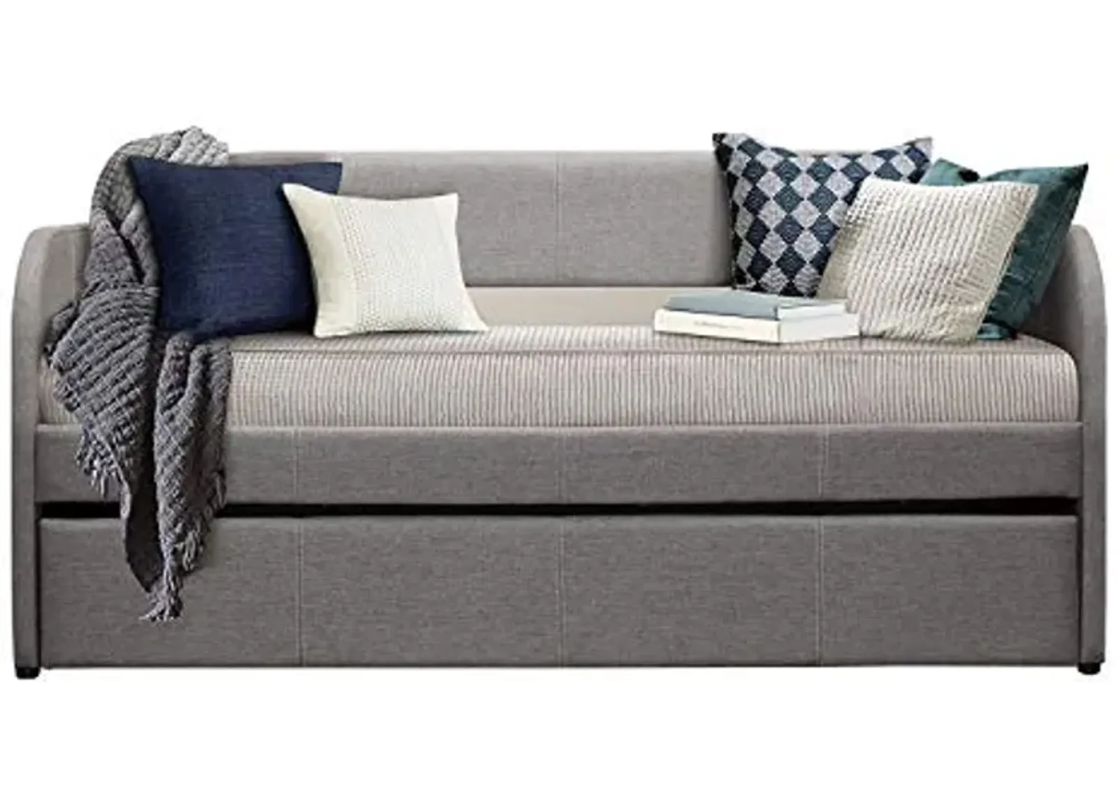 Lexicon Karter Fabric Upholstered Daybed with Trundle, Twin, Light Gray