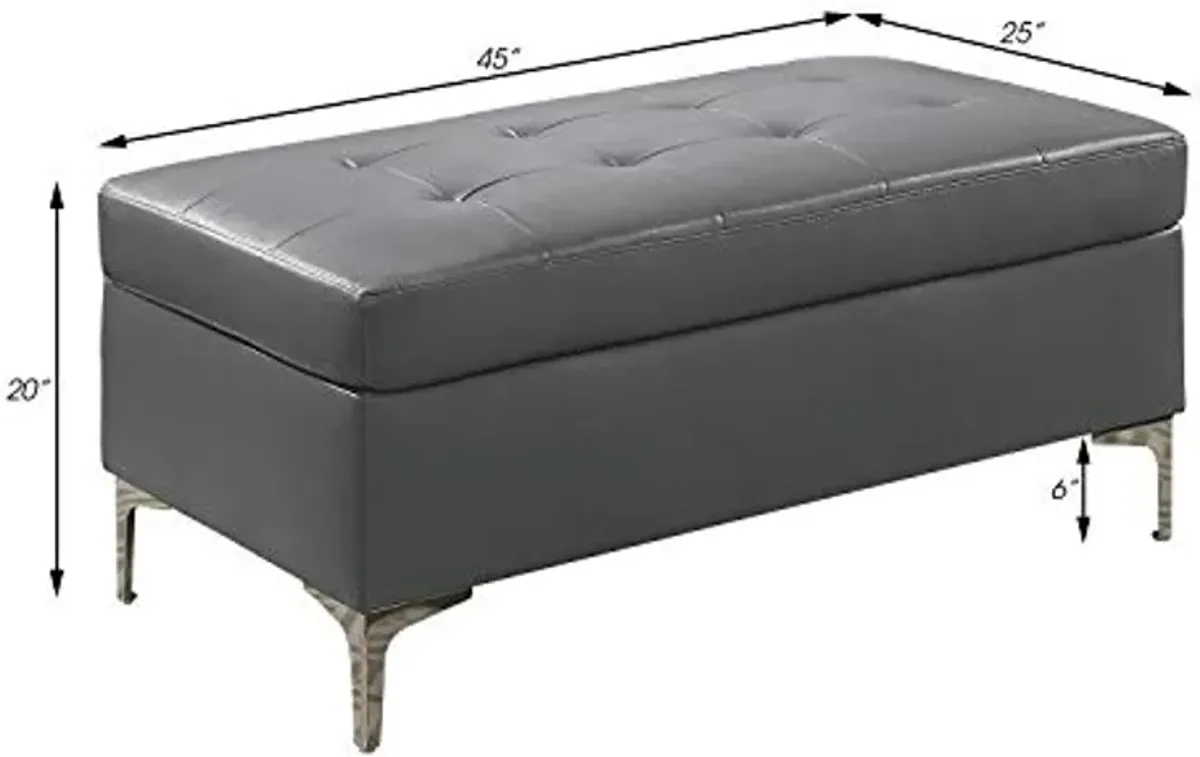 Lexicon Dani 3-Piece Faux Leather Tufted Sectional Sofa with Right Chaise and Ottoman, Gray