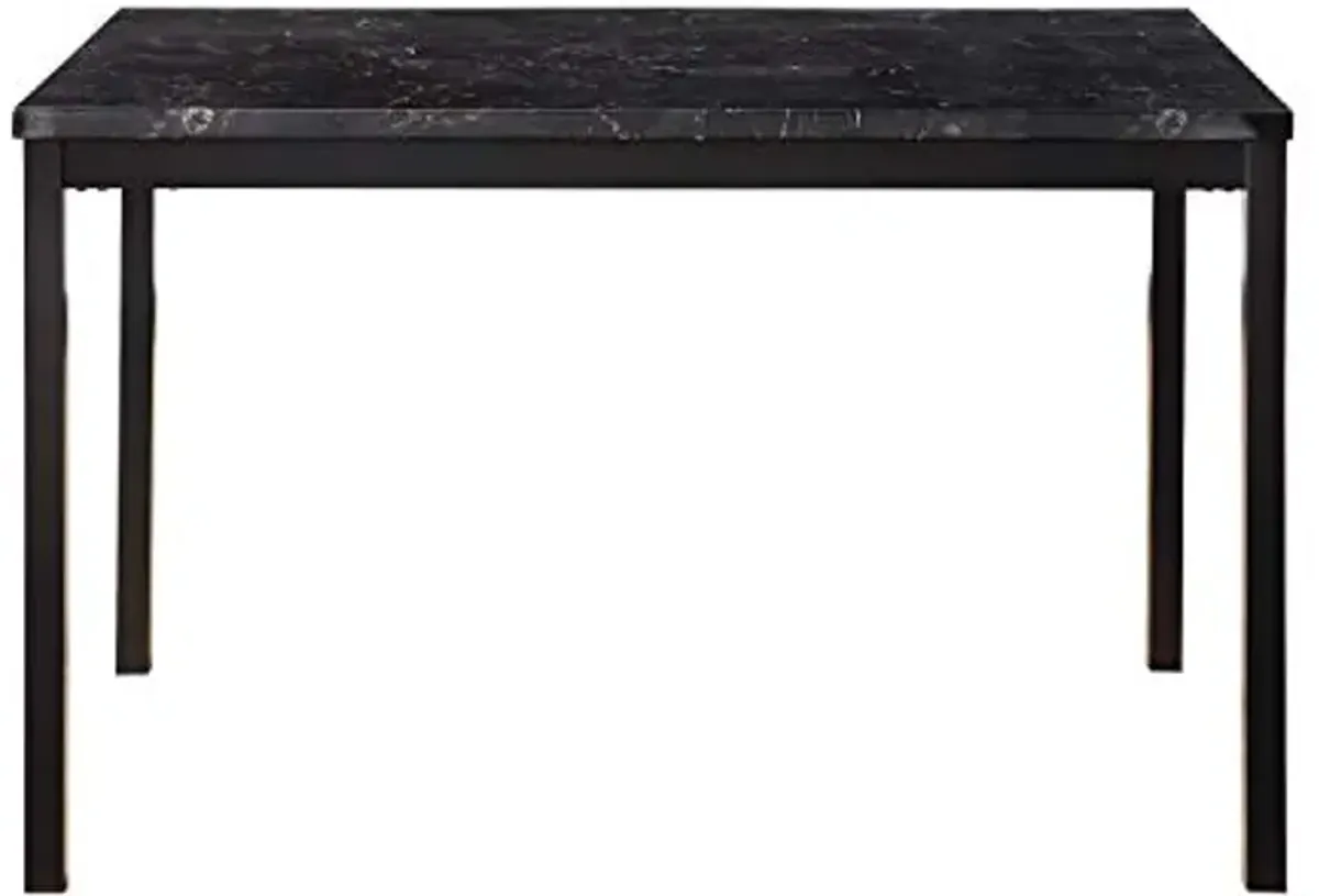 Lexicon Malaya Faux Marble Top Dining Table, 48" L x 30" W, Black