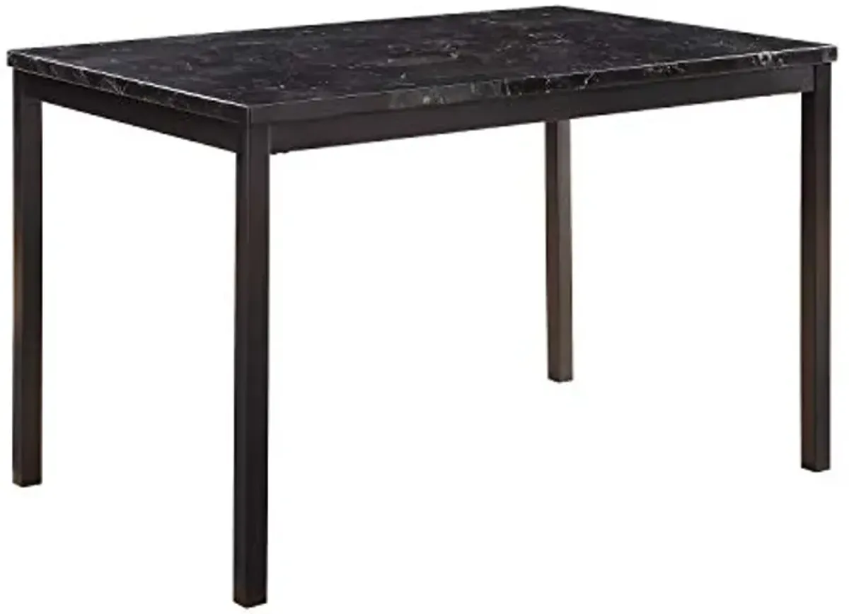 Lexicon Malaya Faux Marble Top Dining Table, 48" L x 30" W, Black