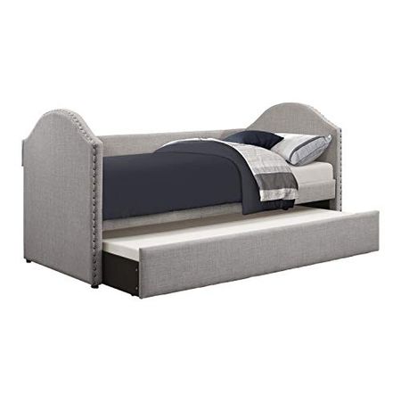 Lexicon Finley Fabric Upholstered Daybed with Trundle, Twin, Light Gray