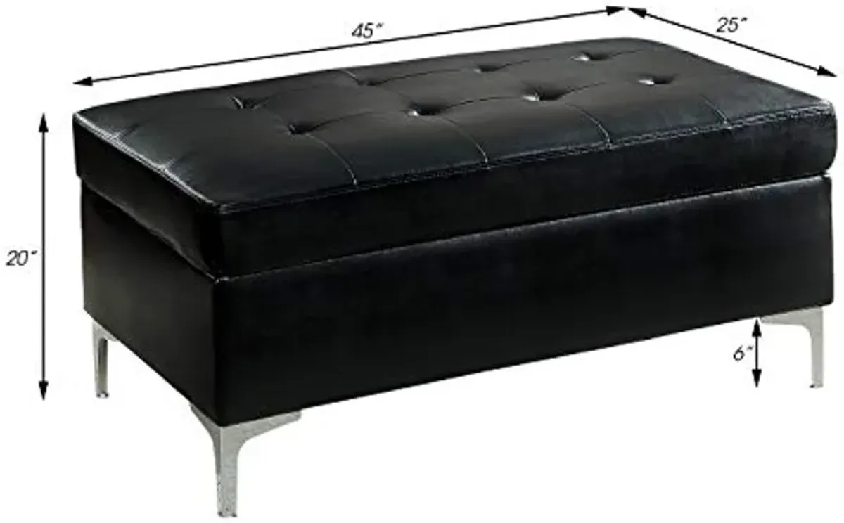 Lexicon Dani 3-Piece Faux Leather Tufted Sectional Sofa with Right Chaise and Ottoman, Black