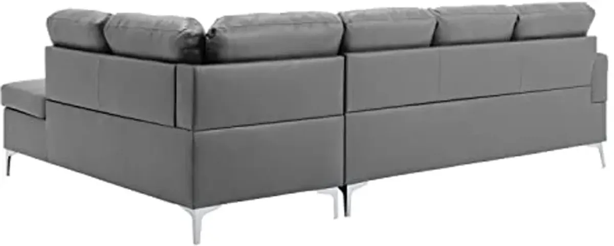 Lexicon Dani 2-Piece Faux Leather Tufted Sectional Sofa with Right Chaise, 110" x 78", Grey