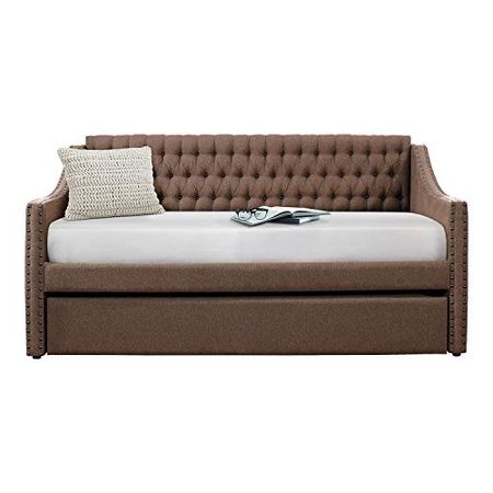 Lexicon Finn Fabric Upholstered Daybed with Trundle, Twin, Brown