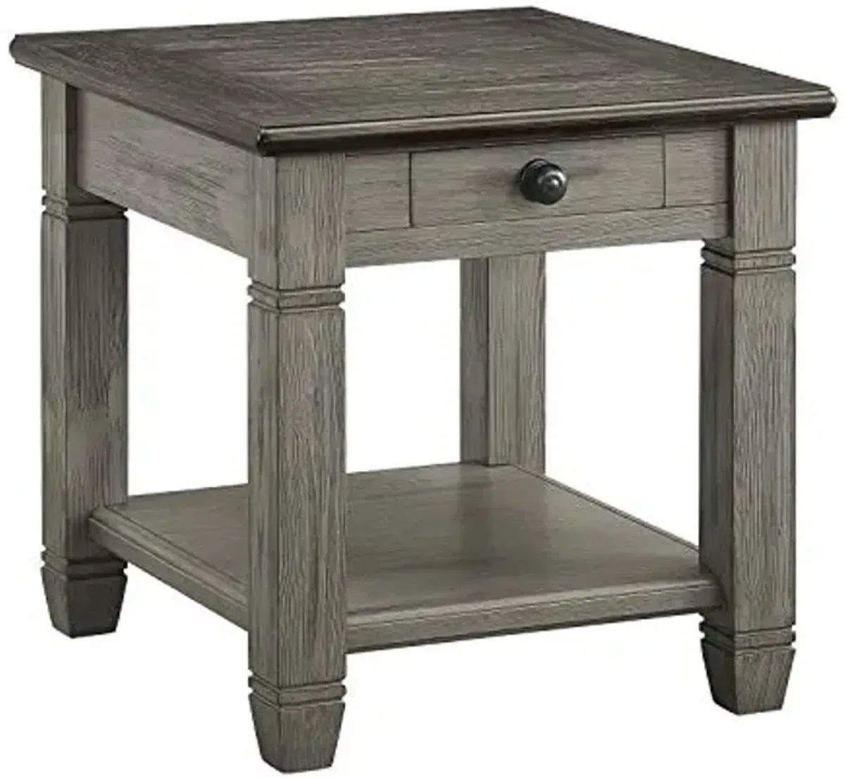 Lexicon Lilith Two Tone Wood 1-Drawer End Table, 24" x 26", Coffee/Antique Gray