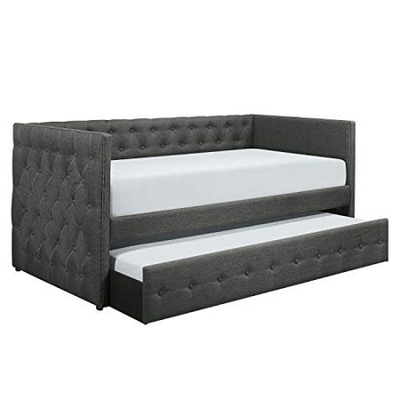 Lexicon Blake Fabric Upholstered Daybed with Trundle, Twin, Dark Gray