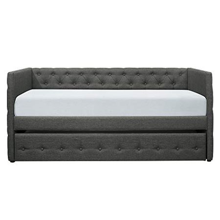 Lexicon Blake Fabric Upholstered Daybed with Trundle, Twin, Dark Gray