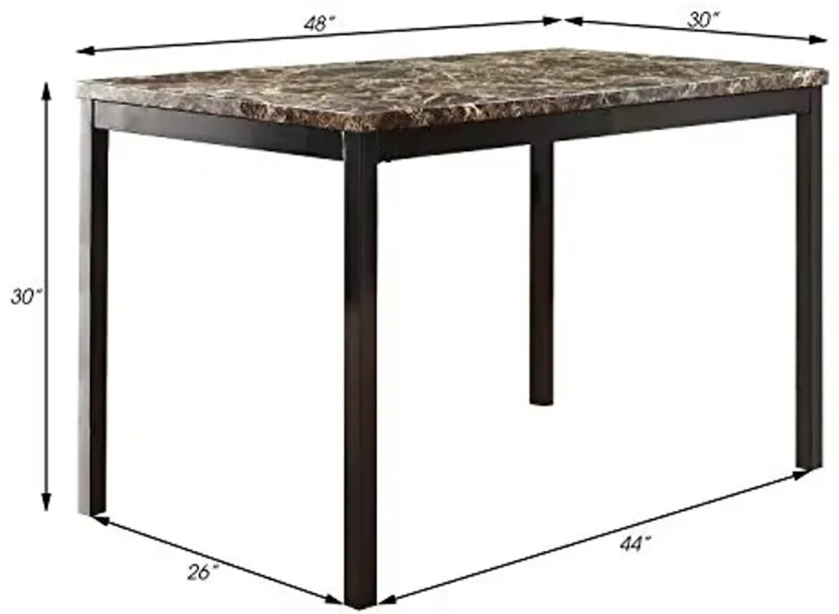 Lexicon Metal Dining Table with Faux Marble Top, 48" x 30", Brown
