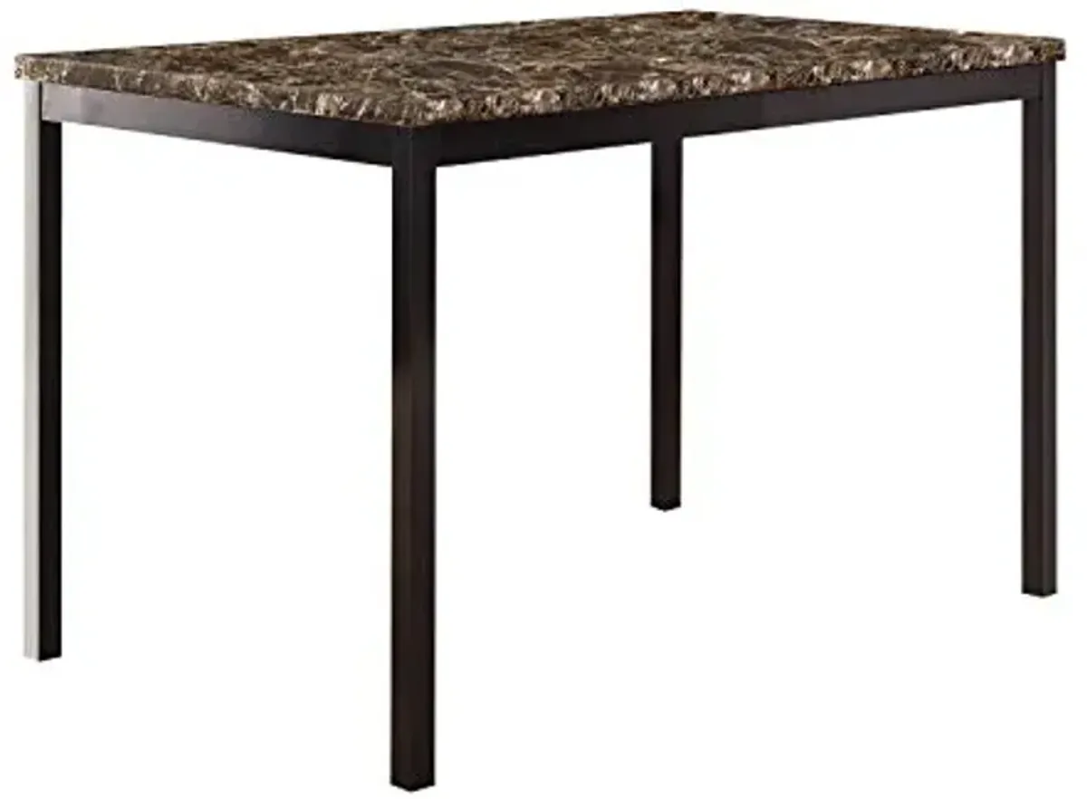 Lexicon Metal Dining Table with Faux Marble Top, 48" x 30", Brown