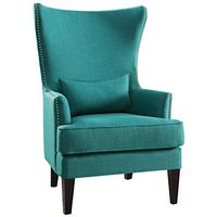 Lexicon Leighton Fabric Upholstered Wingback Accent Chair with Pillow, 30.5" W, Teal