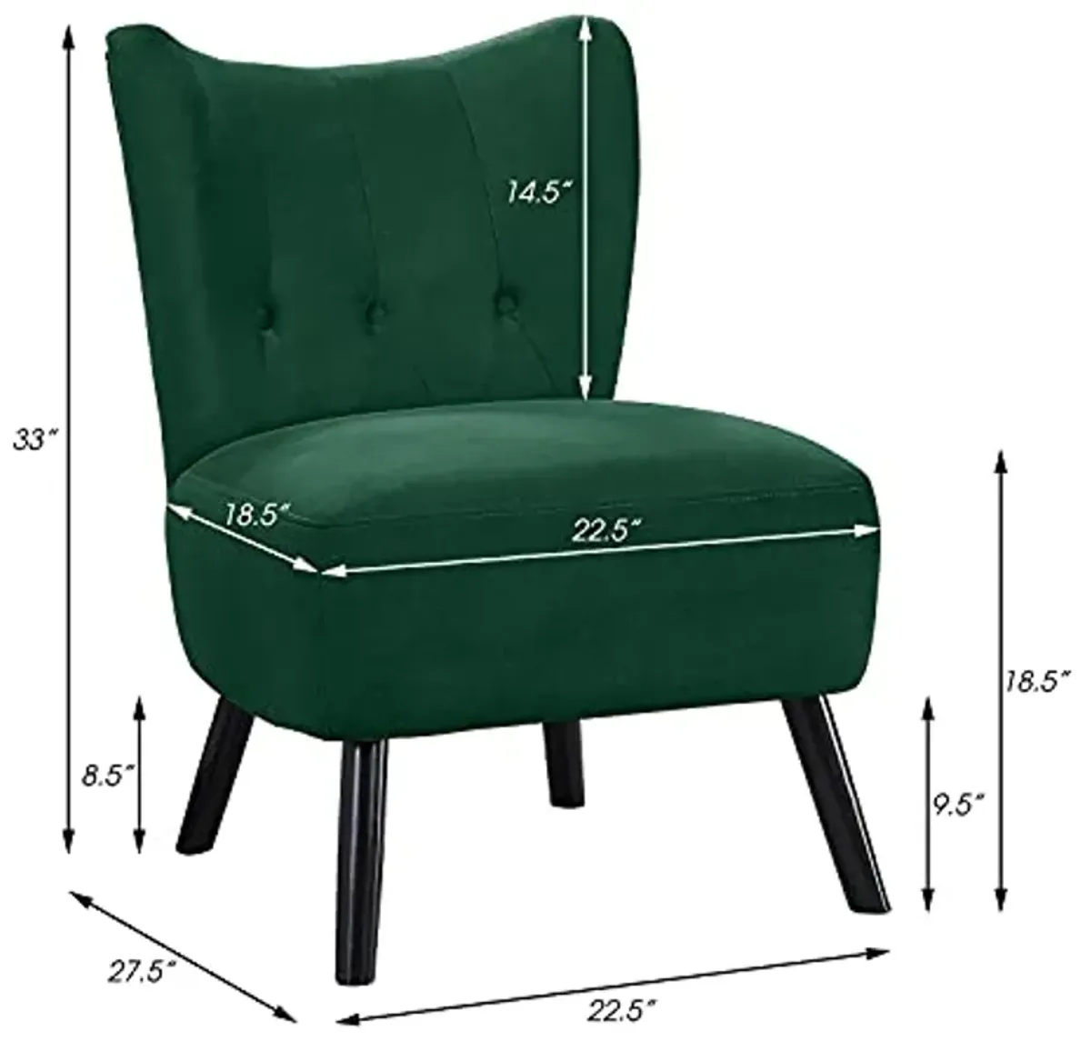 Lexicon Vada Tufted Velvet Accent Chair, 22.5" W, Green