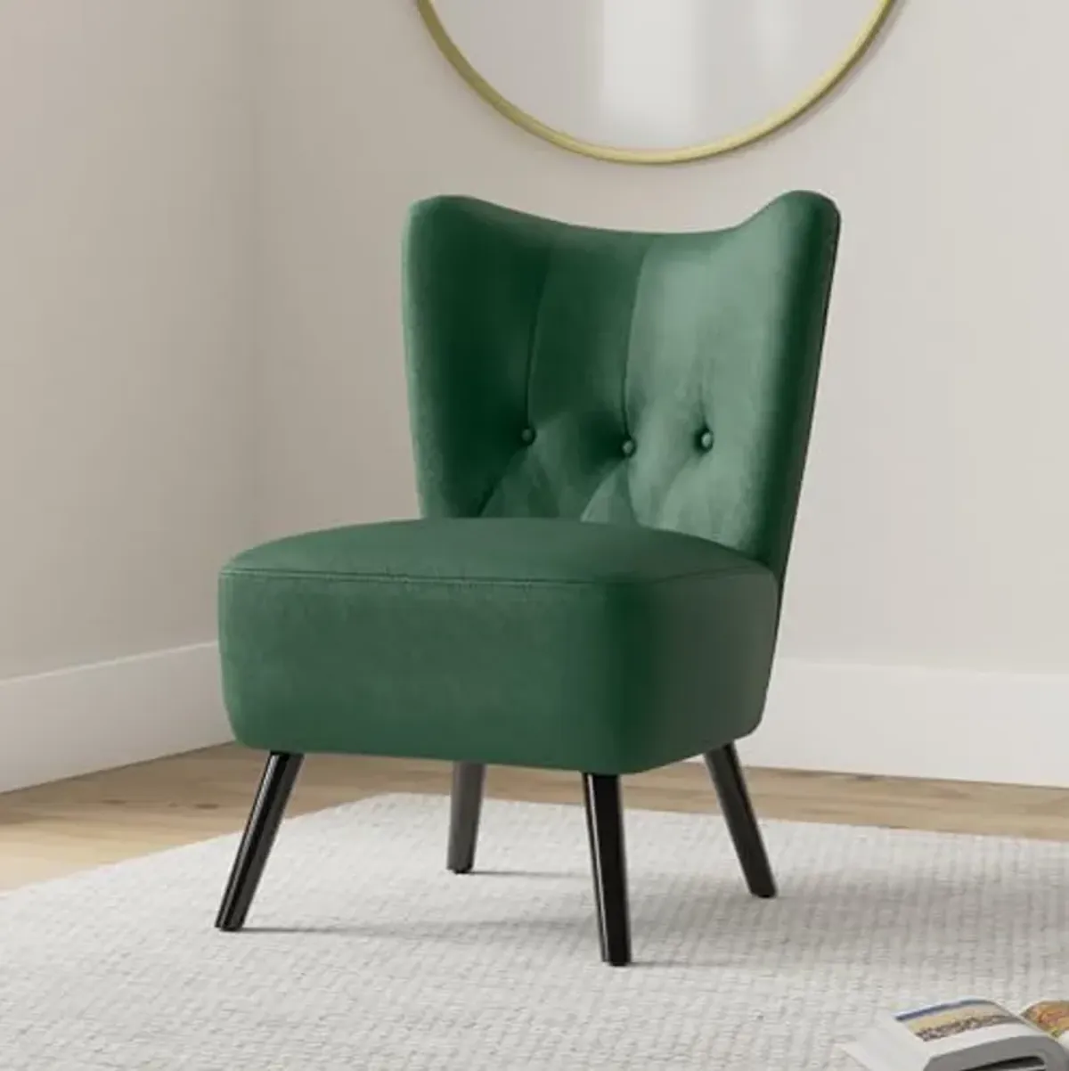 Lexicon Vada Tufted Velvet Accent Chair, 22.5" W, Green