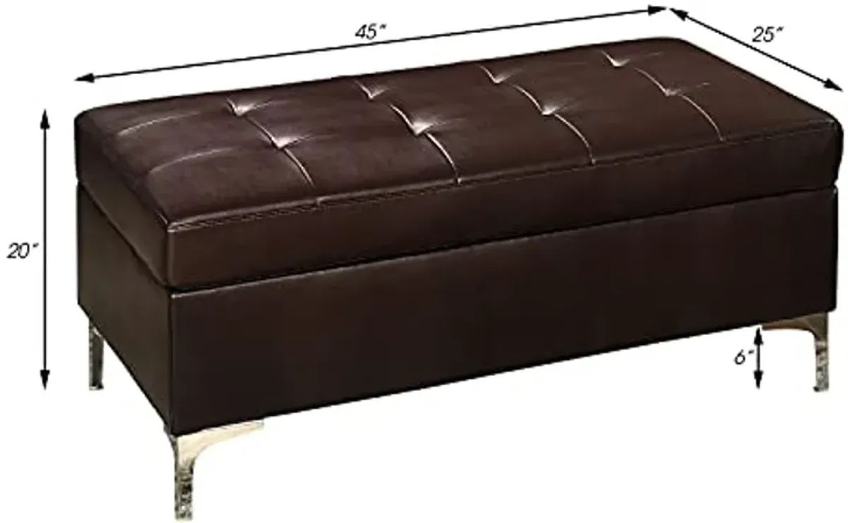 Lexicon Dani Faux Leather Tufted Ottoman, 45" W, Brown