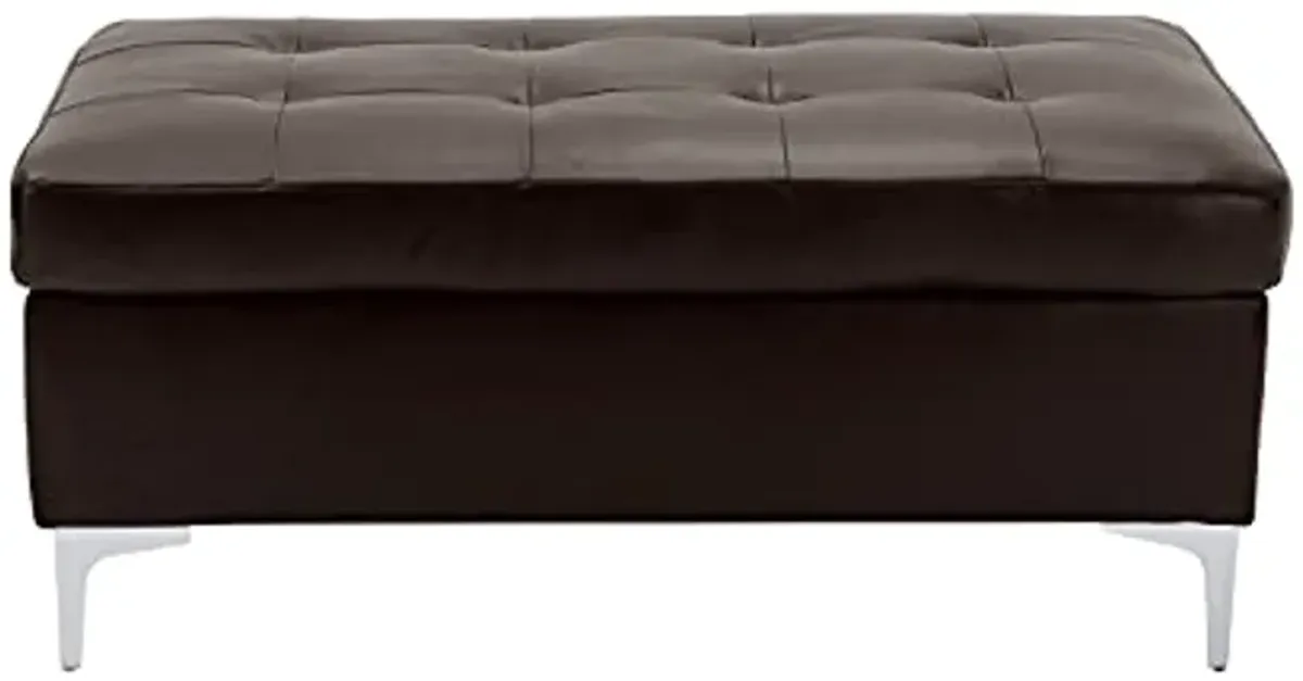 Lexicon Dani Faux Leather Tufted Ottoman, 45" W, Brown