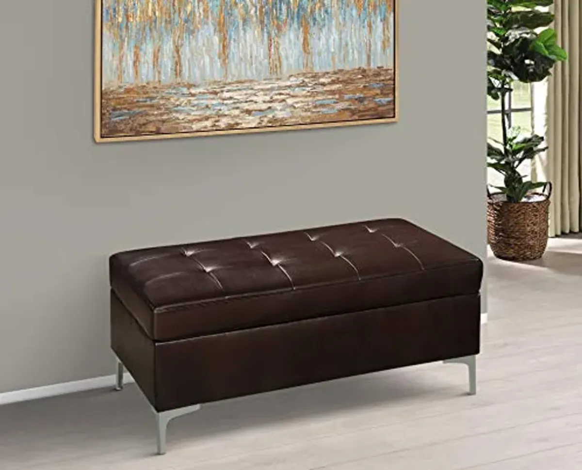 Lexicon Dani Faux Leather Tufted Ottoman, 45" W, Brown