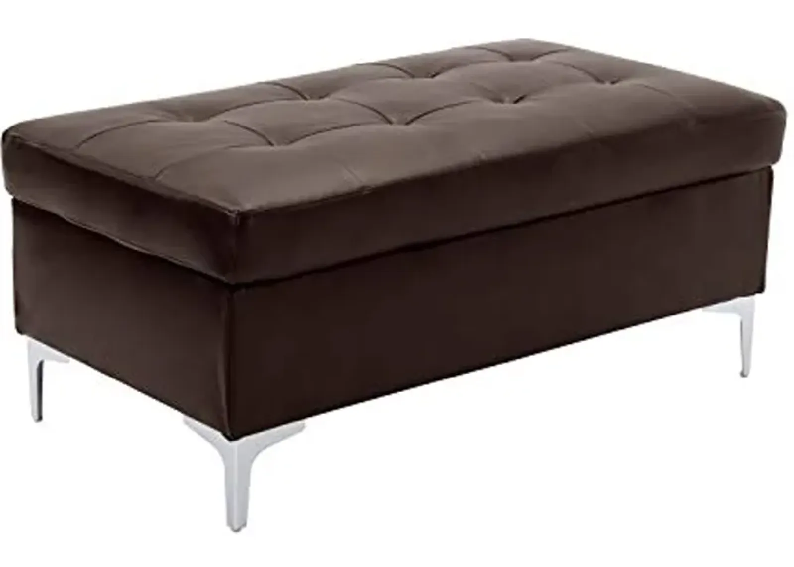 Lexicon Dani Faux Leather Tufted Ottoman, 45" W, Brown