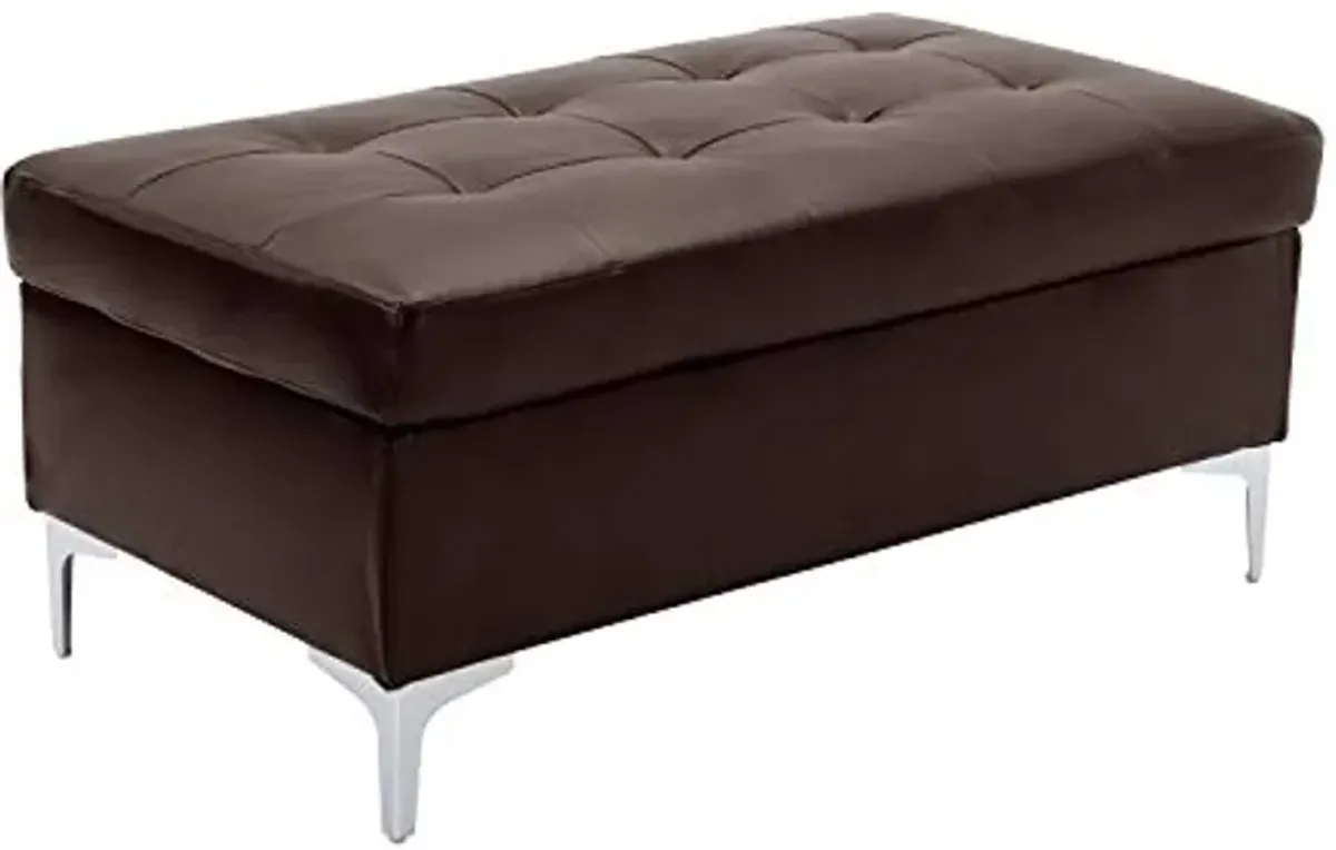 Lexicon Dani Faux Leather Tufted Ottoman, 45" W, Brown