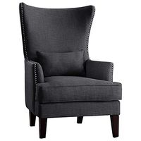 Lexicon Leighton Fabric Upholstered Wingback Accent Chair with Pillow, 30.5" W, Charcoal