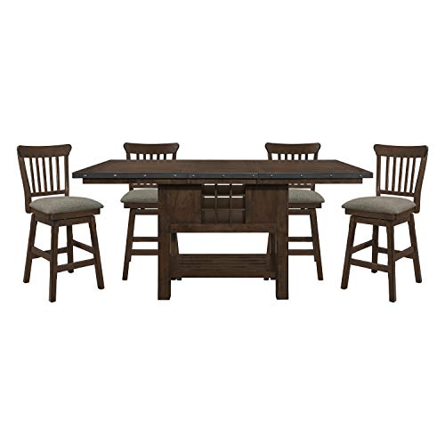 Lexicon Olney 5Piece Wood Counter Height Dining Set with Swivel Chairs