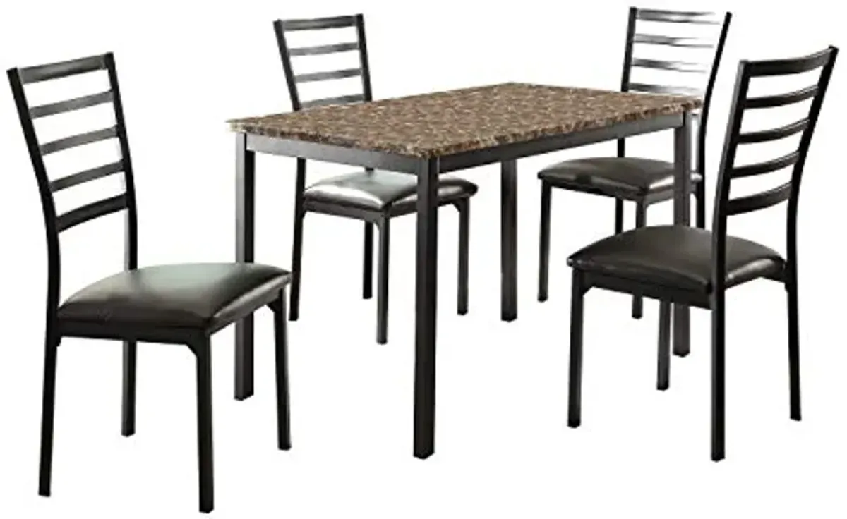 Lexicon Arin 5-Piece Metal Dinette Set, Black