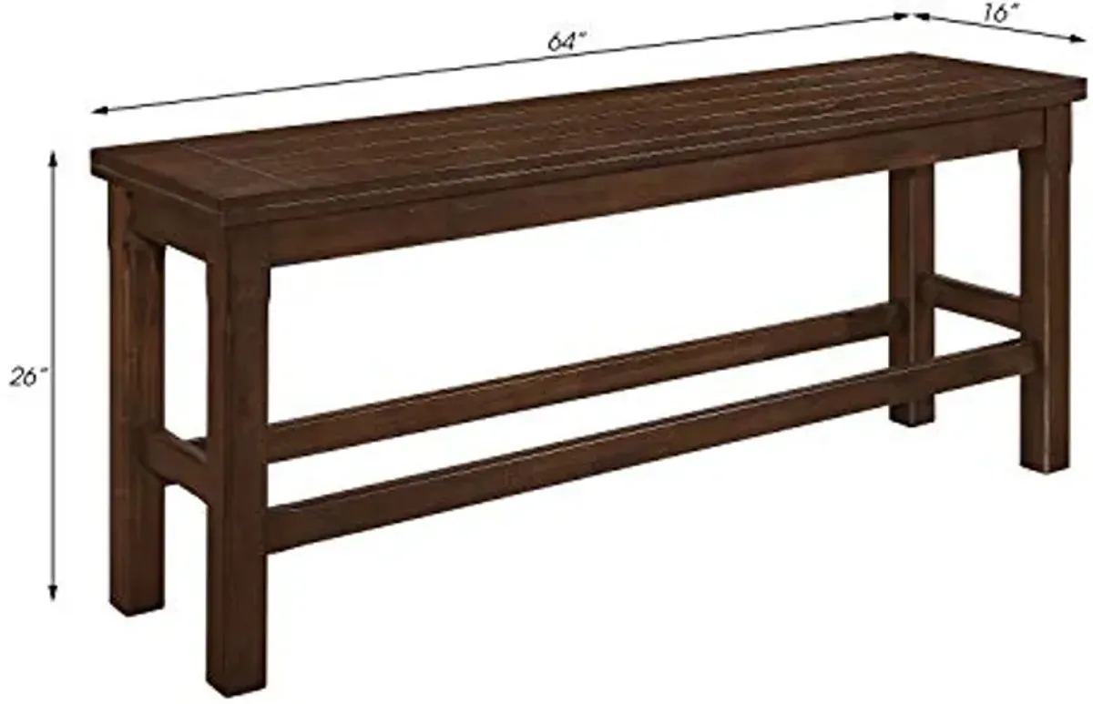 Lexicon Olney Wood Counter Height Bench, 64" W, Dark Brown