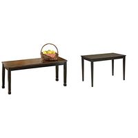 Ashley Furniture Signature Design - Owingsville Dining Bench - Rectangular - Black and Brown & Kimonte Rectangular Dining Room Table, Black