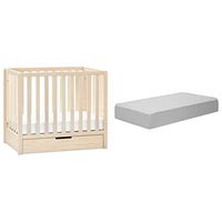 Carter's by DaVinci Colby 4-in-1 Convertible Mini Crib with Trundle in Washed Natural with Complete Slumber Mini Crib Mattress