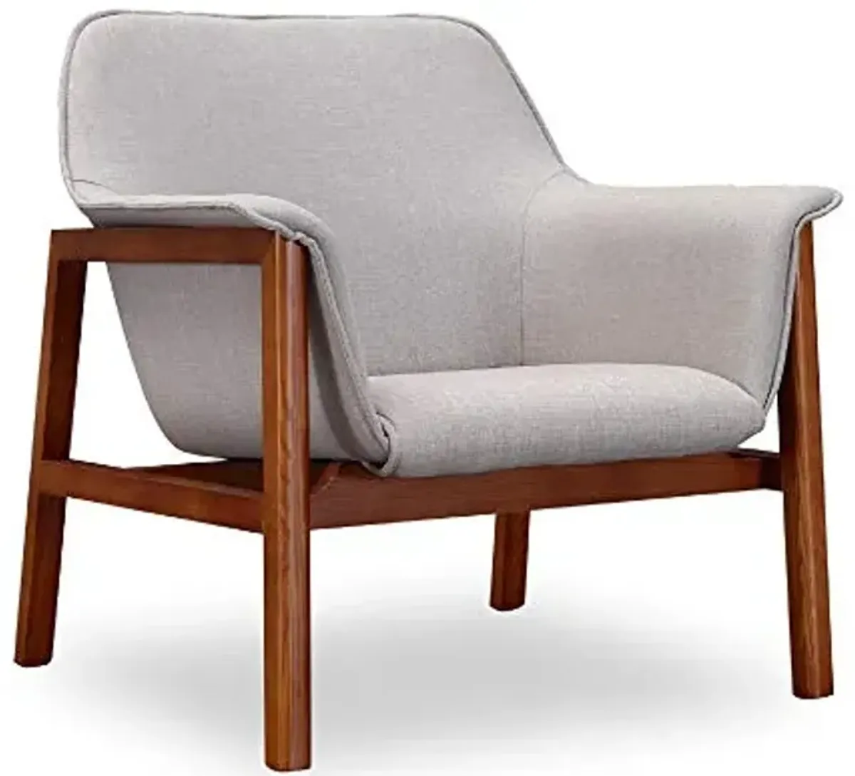 Manhattan Comfort Miller Mid Century Modern Accent Chair Set of 2, Linen Weave Upholstery, Seamless Bucket Seat with Flared Arms, Ideal for Living Room, Bedroom & Office Use, No Assembly, Grey