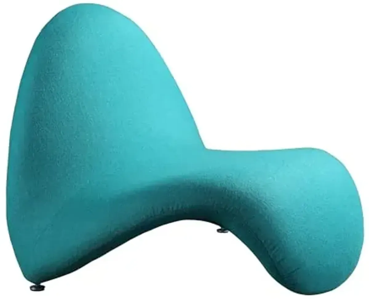 Manhattan Comfort MoMa Modern Abstract Lounge Accent Chair Sculptural Tongue Design, Wool Blend Upholstery, Metal Frame with Geometric Legs, Fully Assembled, Set of 2, Teal