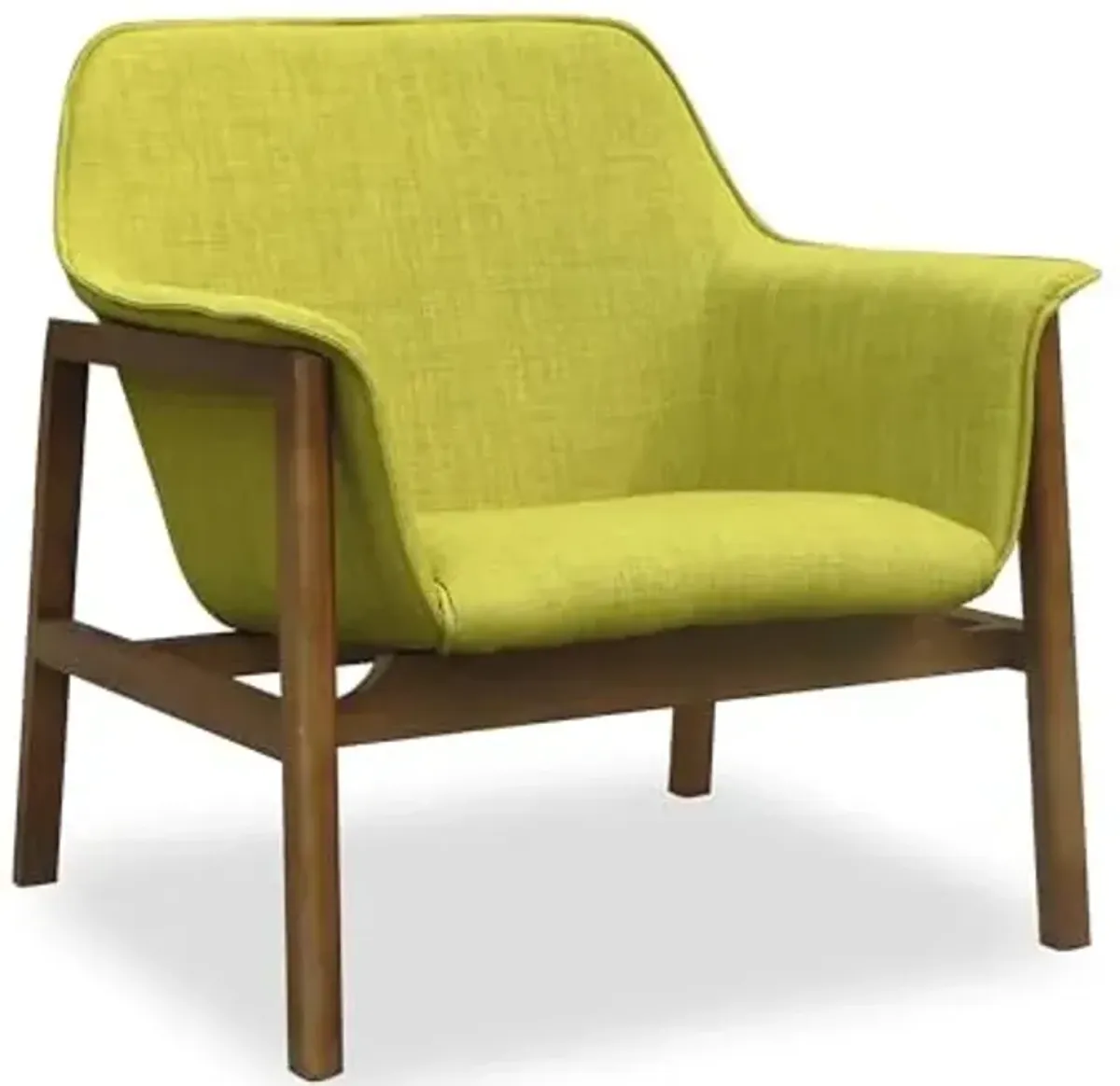 Manhattan Comfort Miller Mid Century Modern Accent Chair Set of 2, Linen Weave Upholstery, Seamless Bucket Seat with Flared Arms, Ideal for Living Room, Bedroom & Office Use, No Assembly, Green