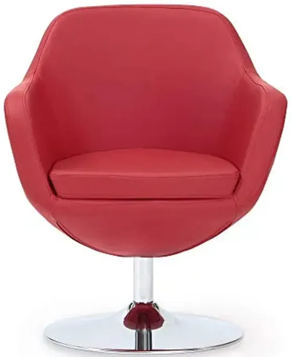 Manhattan Comfort Caisson Red and Polished Chrome Faux Leather Swivel Accent Chair (Set of 2)
