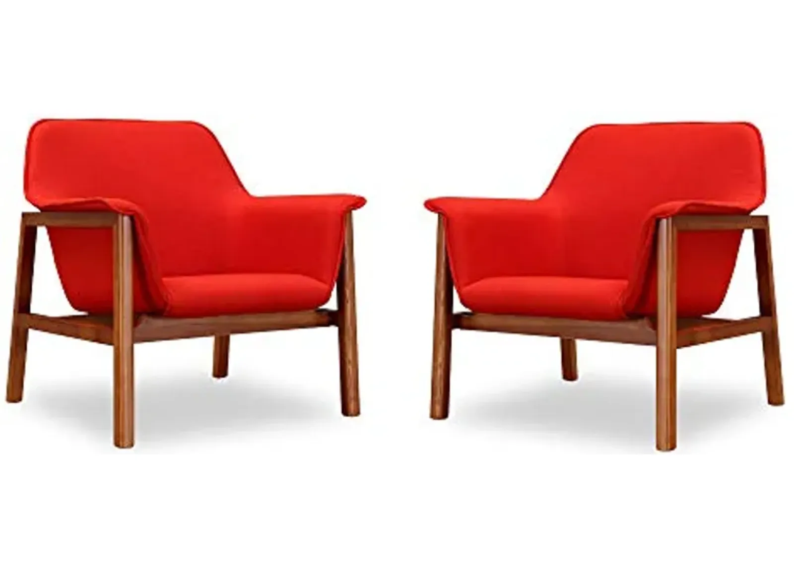 Manhattan Comfort Miller Mid Century Modern Accent Chair Set of 2, Linen Weave Upholstery, Seamless Bucket Seat with Flared Arms, Ideal for Living Room, Bedroom & Office Use, No Assembly, Burnt Orange