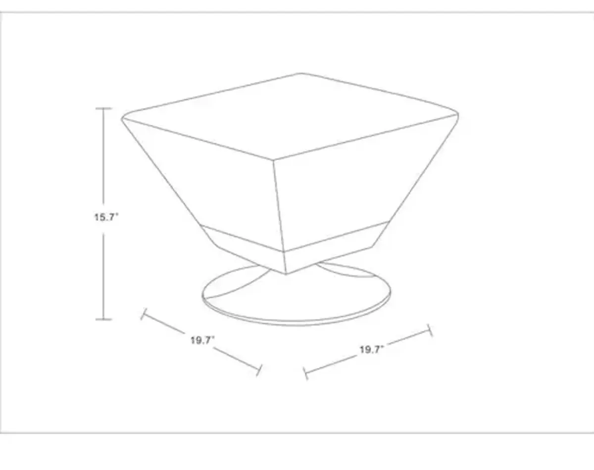 Manhattan Comfort Diamond 360° Swivel Ottoman, Faux Leather Upholstery, Beveled Square Top with Stylish Chrome Base, Fully Assembled Modern Accent Foot Stool, Blue