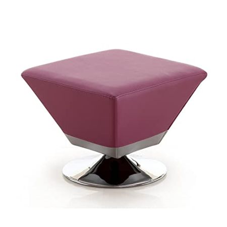 Manhattan Comfort Diamond Purple and Polished Chrome Swivel Ottoman